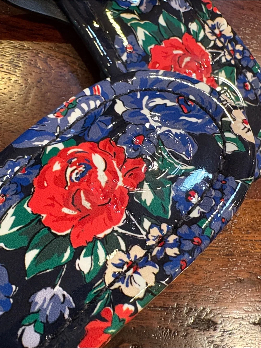 Tory Burch Miller Sandals Navy Floral Patent Leather size 8.5
